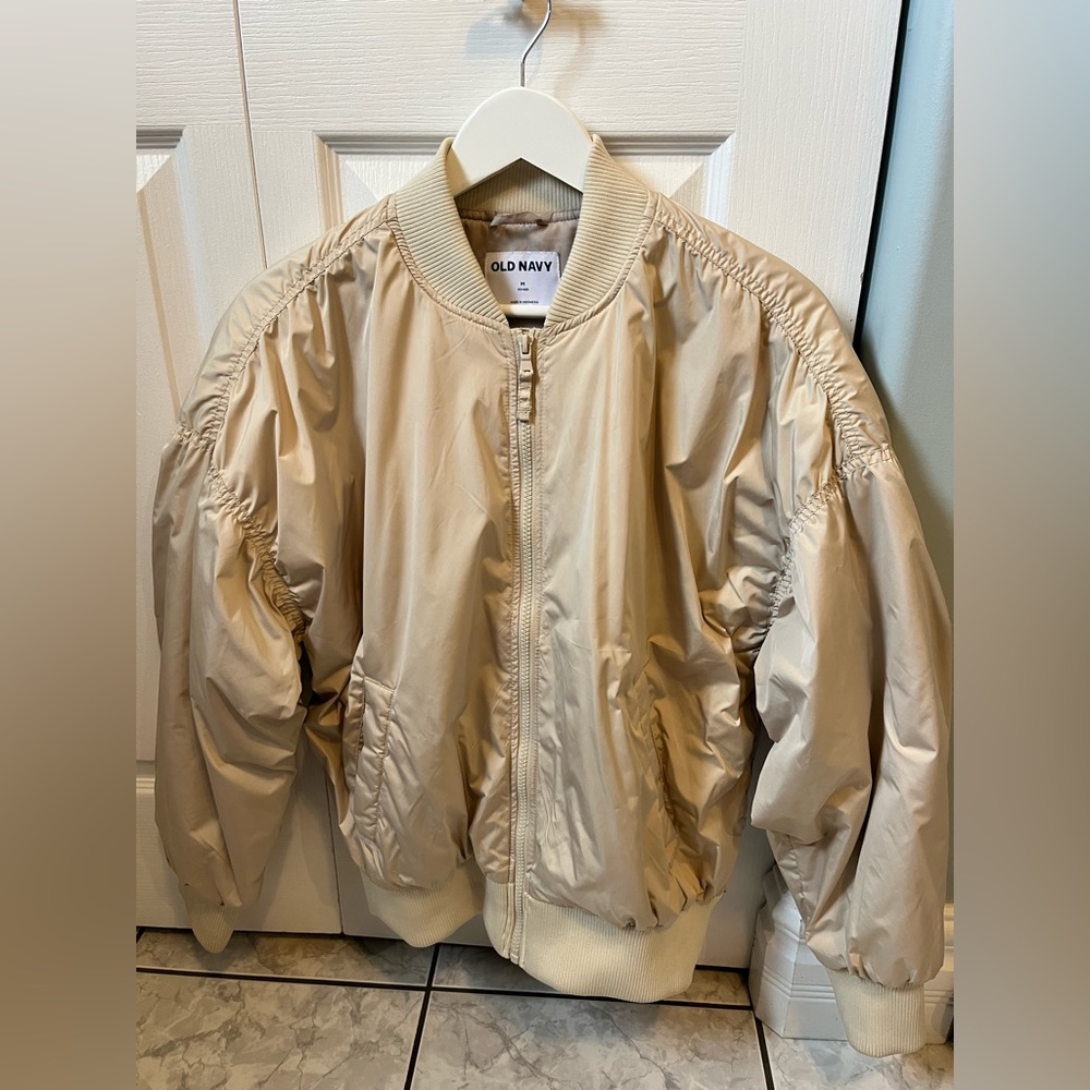 Cream bomber jacket, Old Navy, medium